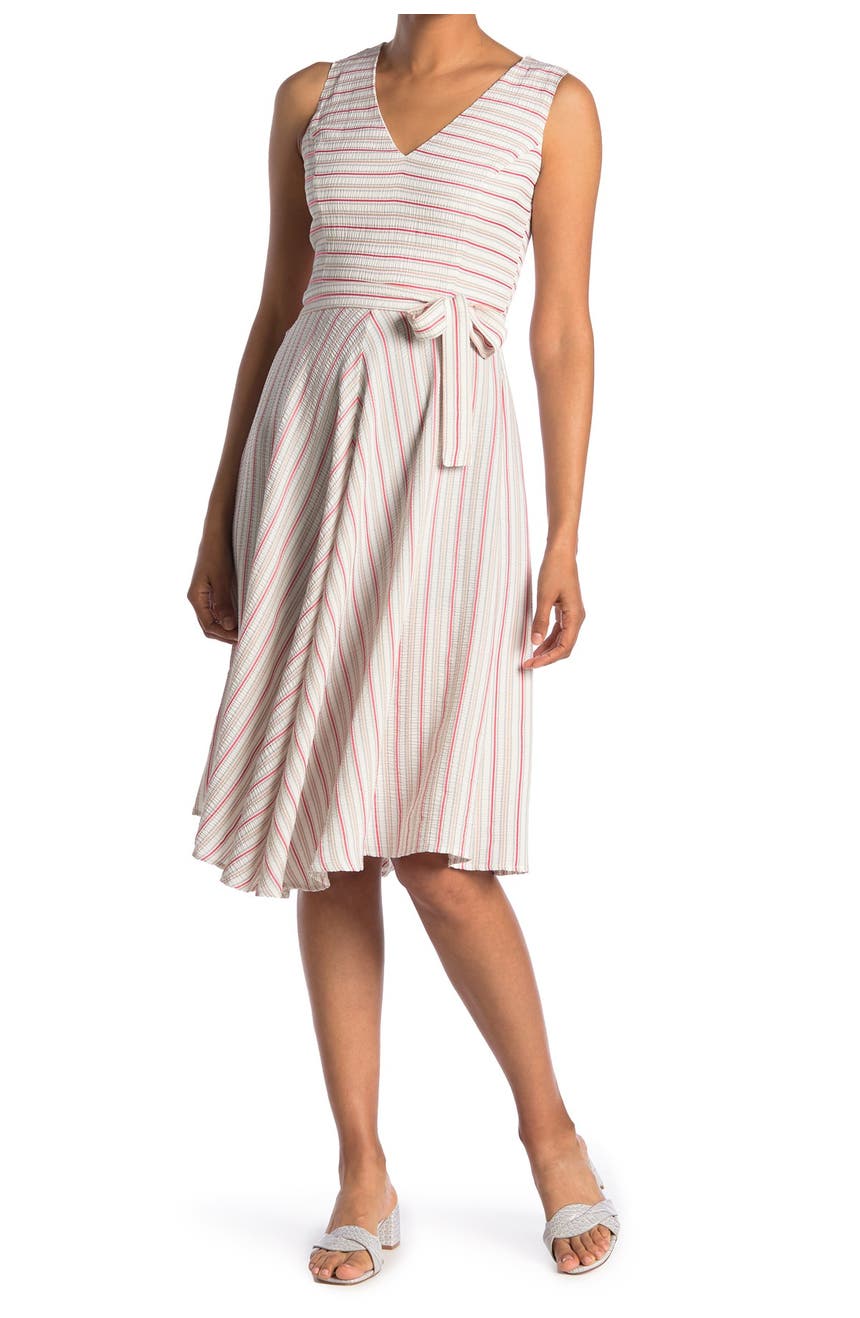 Полосатое платье миди без рукавов с пышной юбкой Tommy Hilfiger