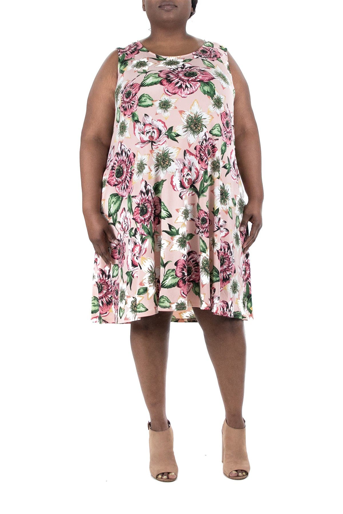 Платье без рукавов с цветочным рисунком на шнуровке на спине Nina Leonard