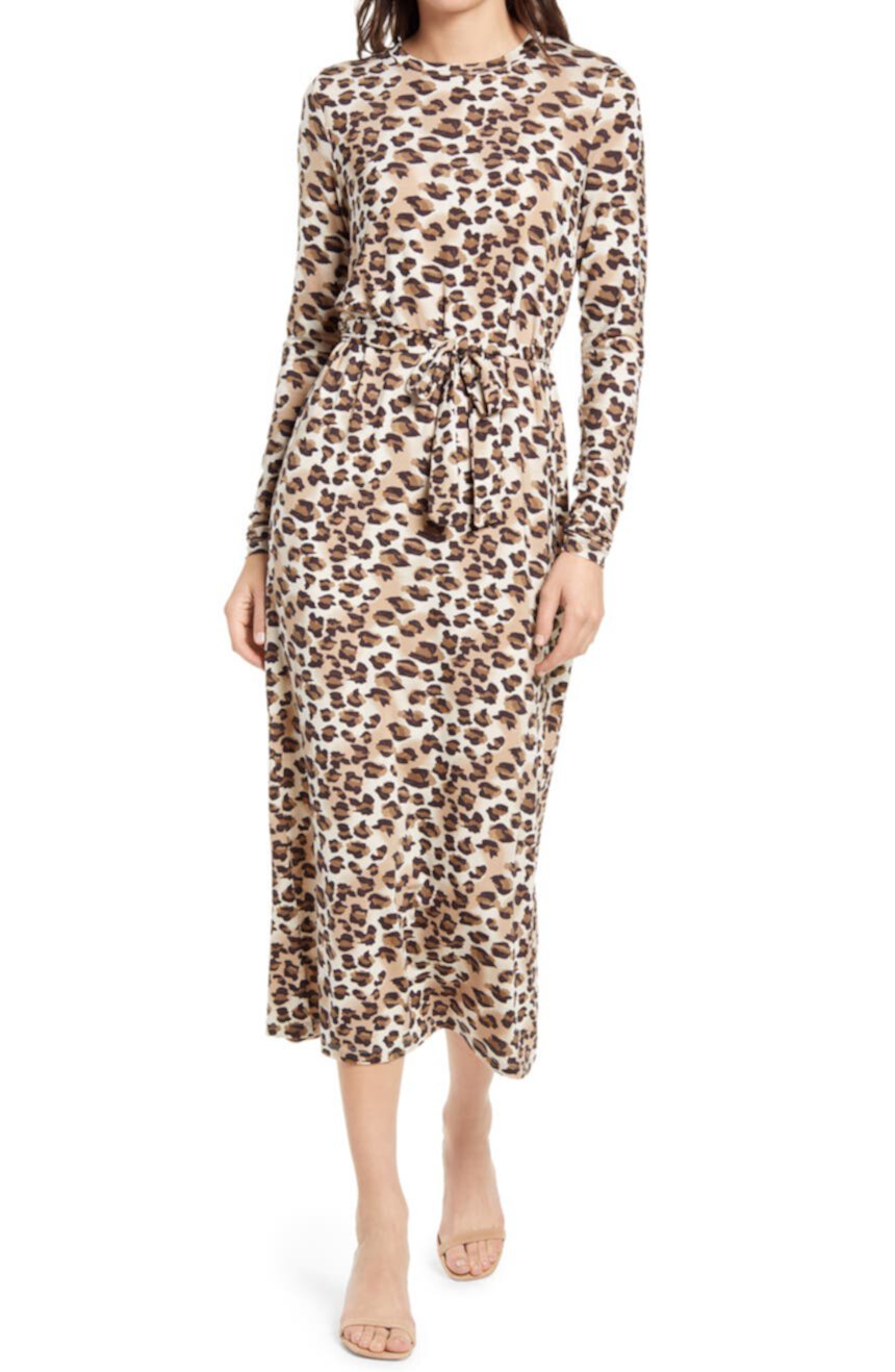 Платье с длинным рукавом из джерси Nava с леопардовым принтом AWARE BY VERO MODA