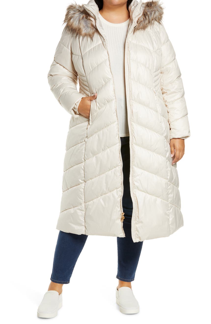Long Quilted Parka with Faux Fur Trim Gallery