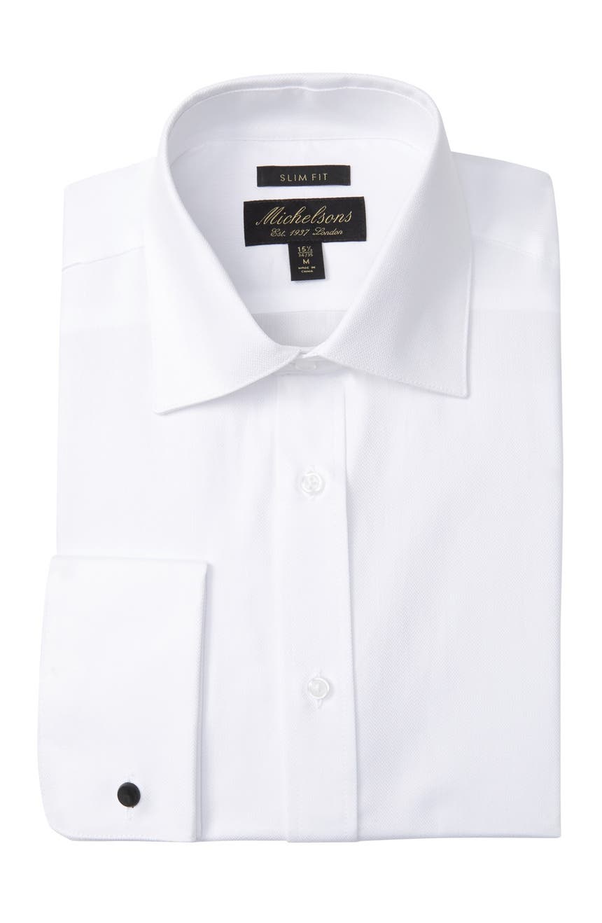 Текстурированная однотонная приталенная классическая рубашка под смокинг Michelsons