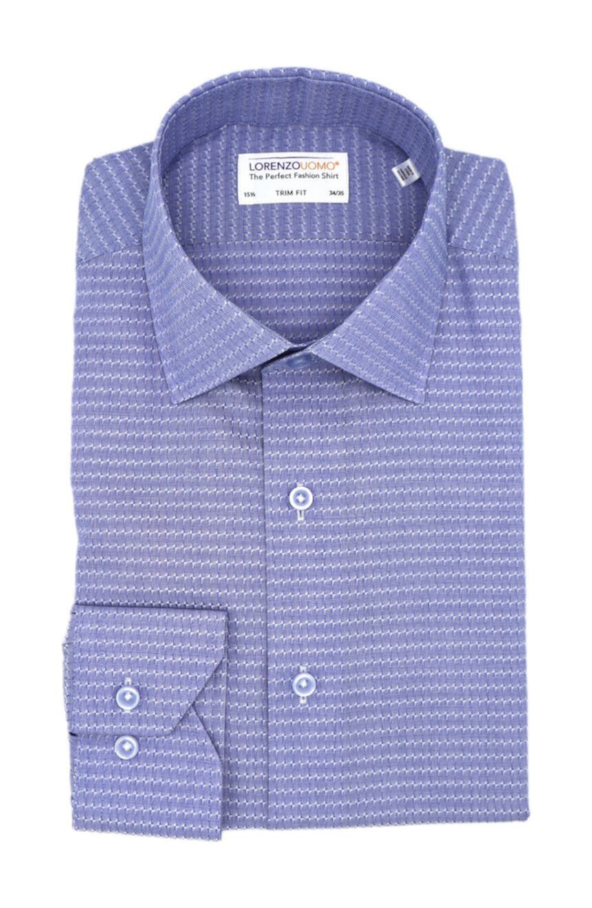 Эластичная классическая рубашка с текстурированной отделкой и геометрическим принтом Lorenzo Uomo
