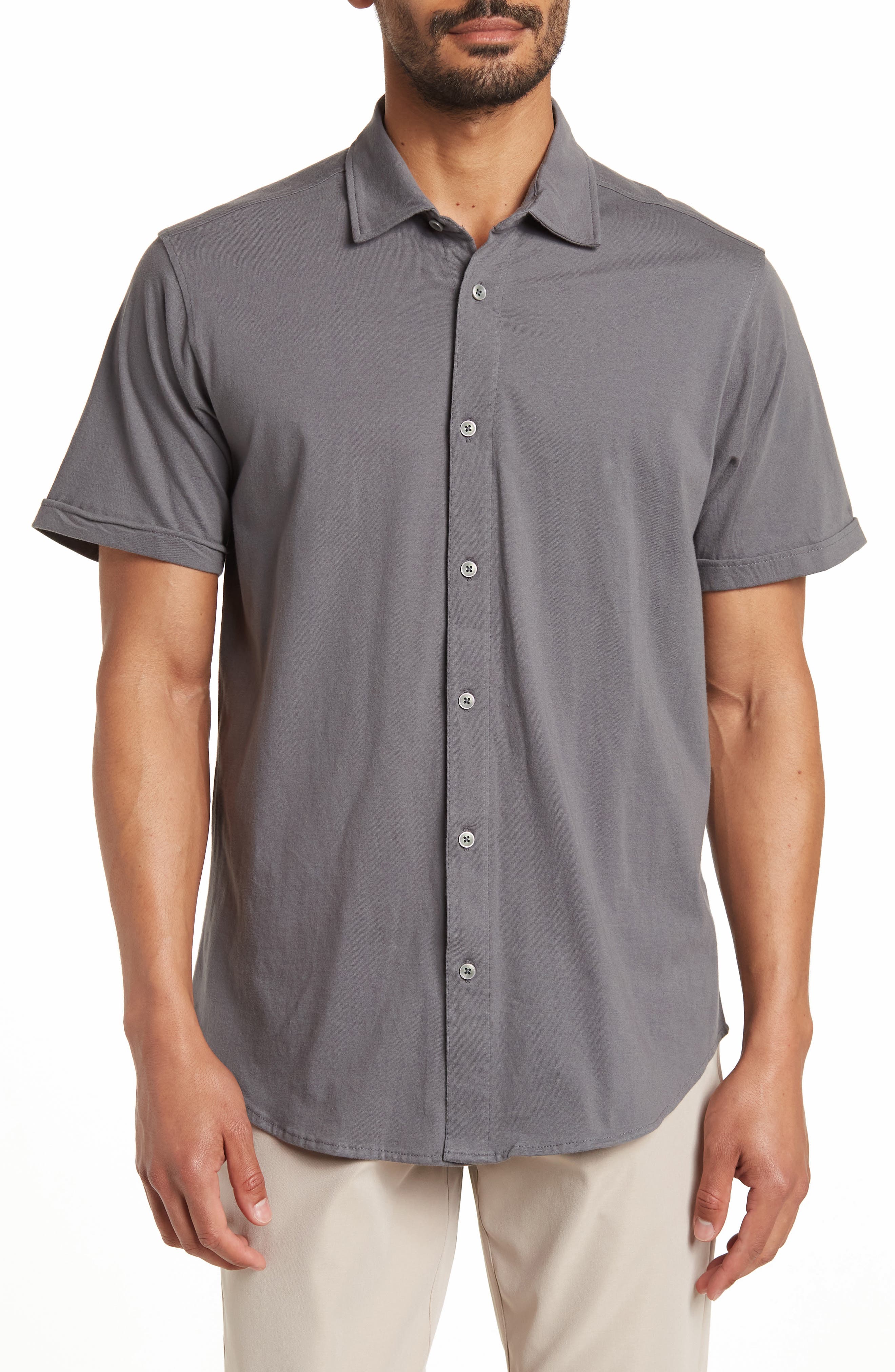 Однотонная рубашка из джерси с короткими рукавами Luxx COASTAORO
