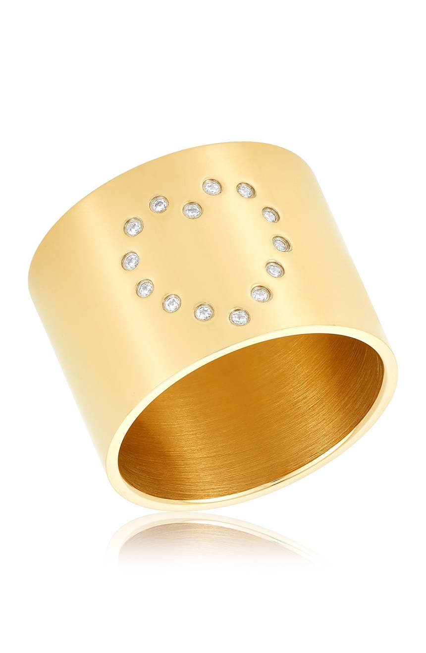 Кольцо для сигары в форме сердца с покрытием из желтого золота 585 пробы с точками и кристаллами с паве ADORNIA