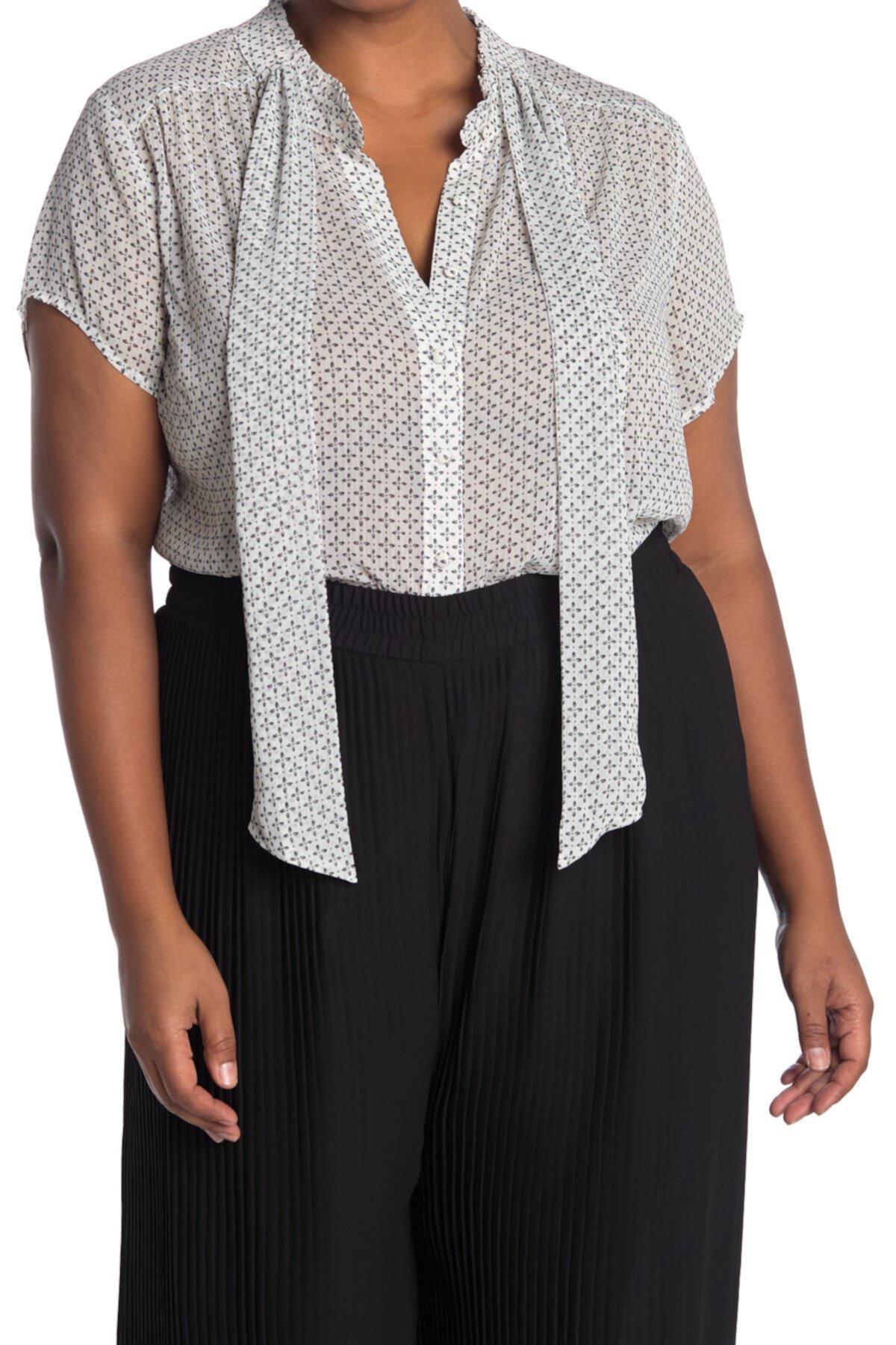 Блуза с короткими рукавами и завязками спереди Pleione