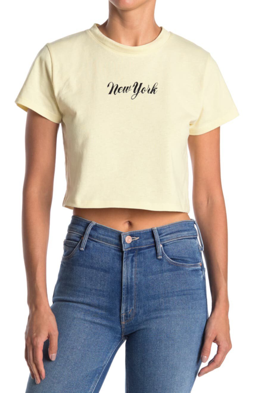 Укороченная футболка New York с вышивкой TOPSHOP