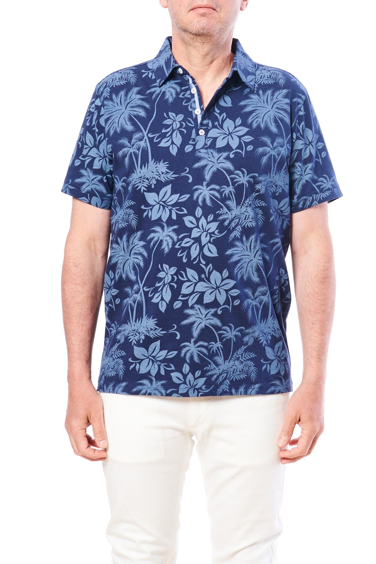 Рубашка-поло с короткими рукавами и тропическим принтом Toscano