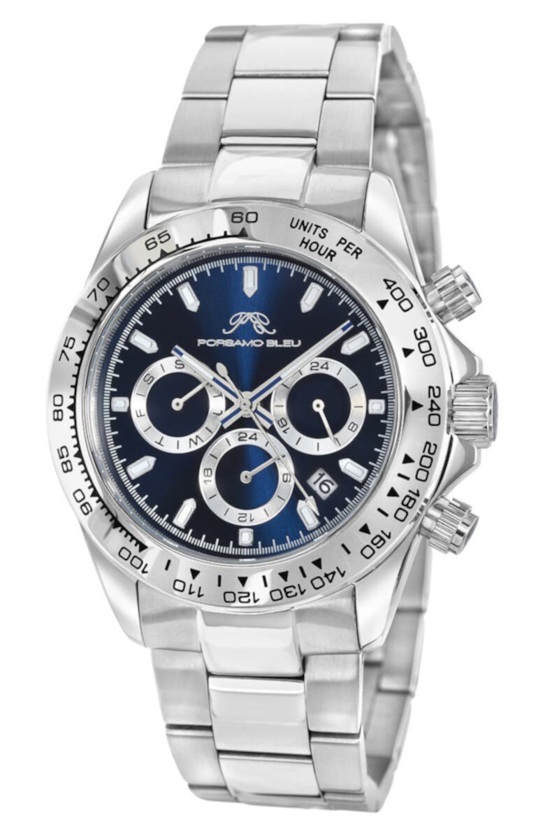 Мужские часы Preston с многофункциональным циферблатом и браслетом из нержавеющей стали, 41 мм Porsamo Bleu