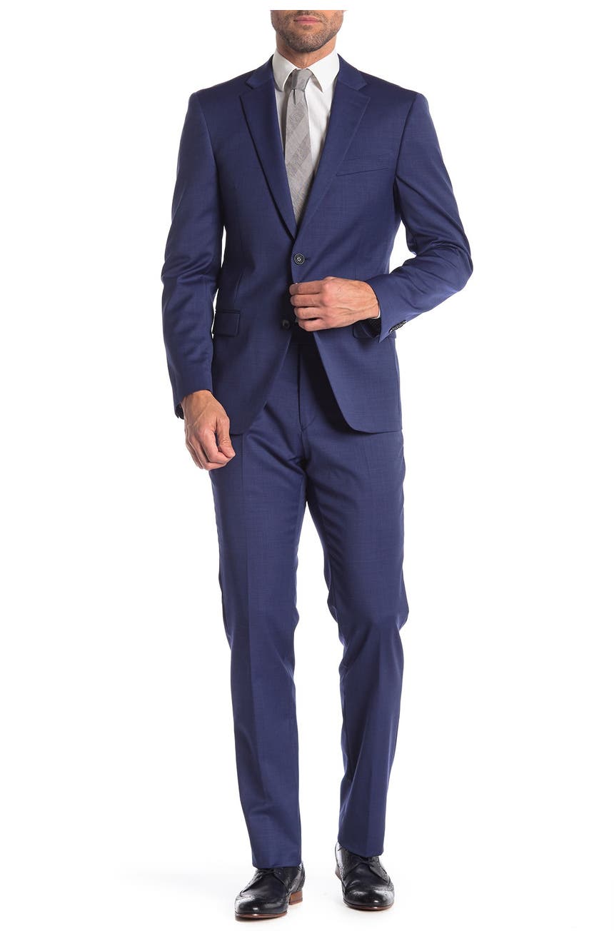 Синий классический приталенный костюм с двумя пуговицами и лацканами Tommy Hilfiger