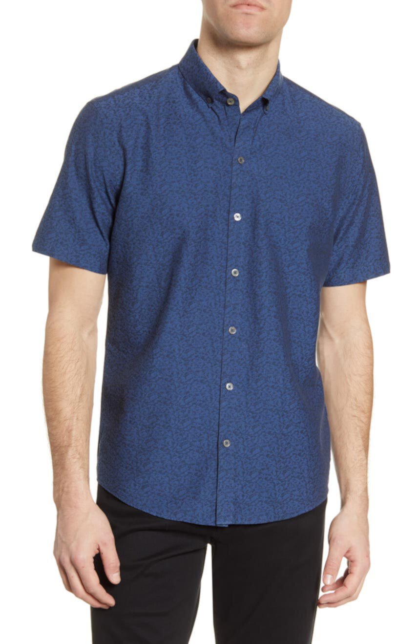 Рубашка с короткими рукавами и пуговицами Bunim из парчи с цветочным принтом Zachary Prell