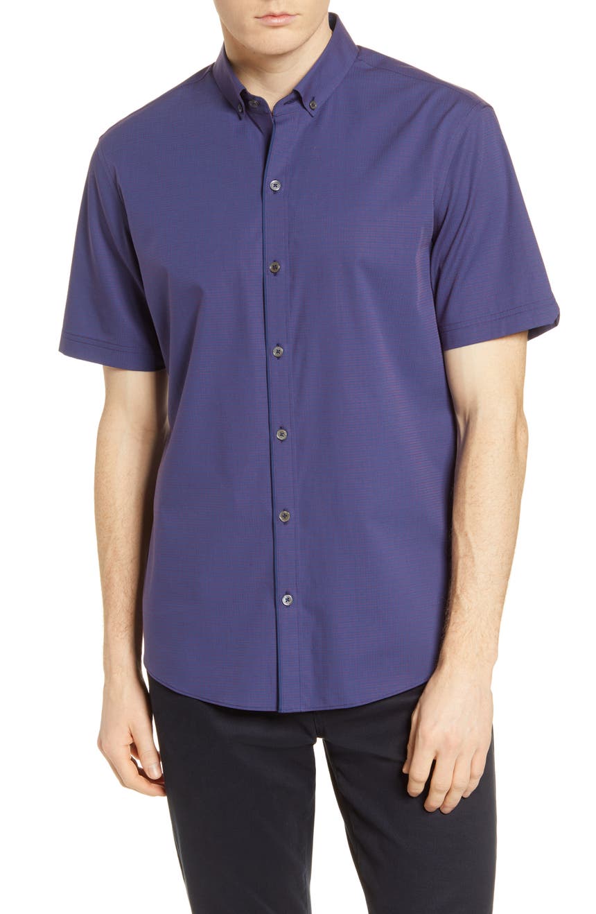 Рубашка добби классического кроя с короткими рукавами на пуговицах Zachary Prell