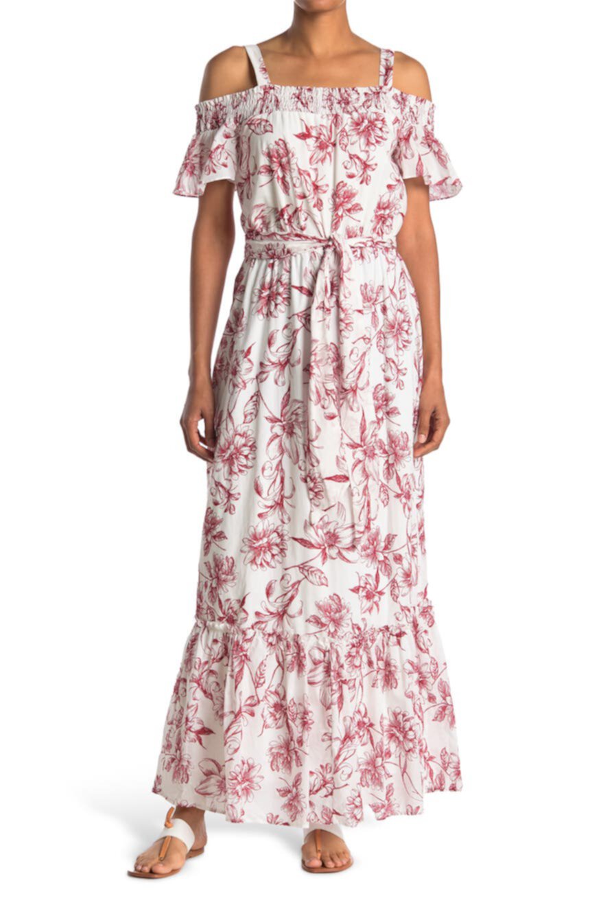 Макси-платье с открытыми плечами и цветочным принтом Julia Jordan
