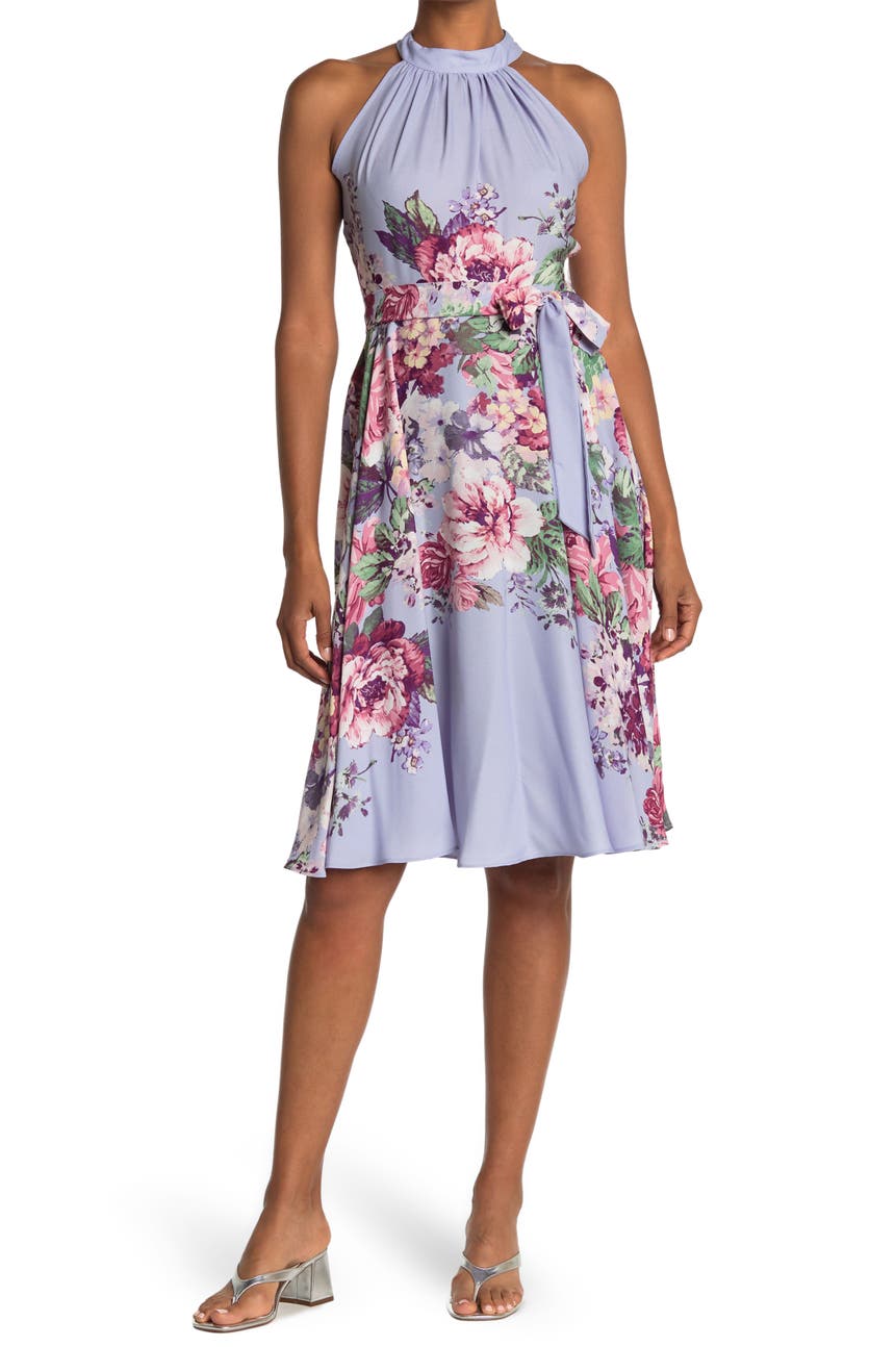 Платье из крепа с цветочным принтом и вырезом халтер Gabby Skye