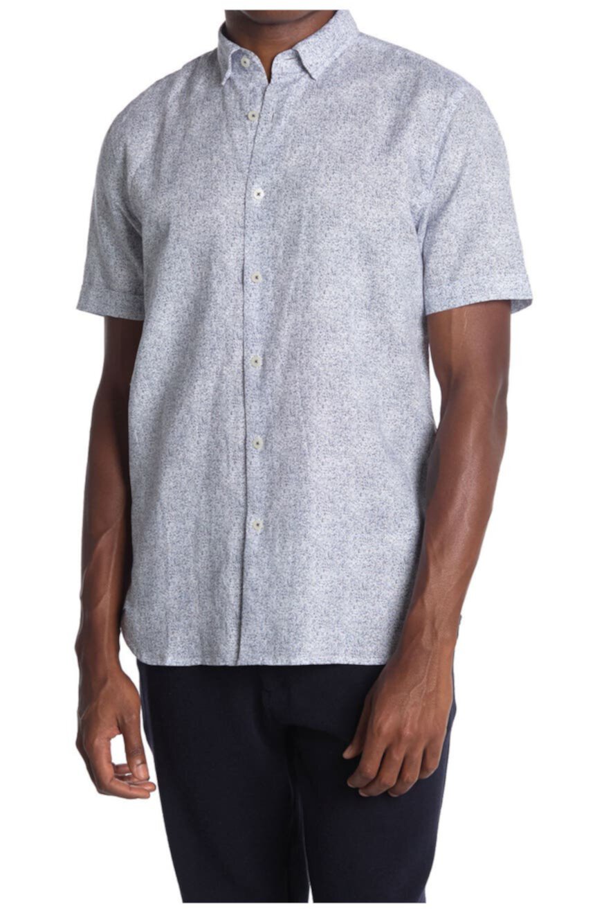 Рубашка из смесового льна с короткими рукавами и абстрактным принтом Toscano