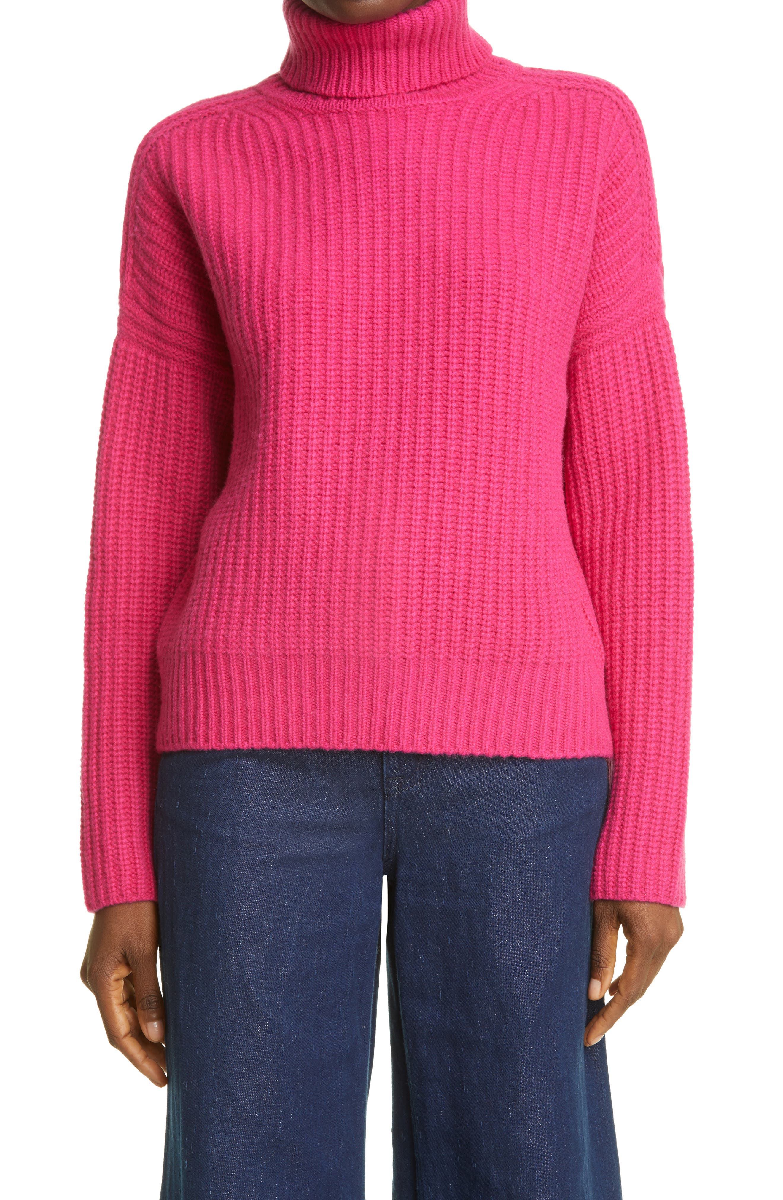 Кашемировый свитер с высоким воротником в рубчик LA LIGNE