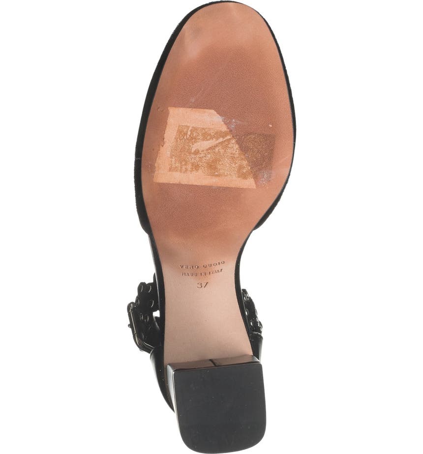 Туфли-лодочки с ремешком на щиколотке из натурального волоса теленка с заклепками RED VALENTINO
