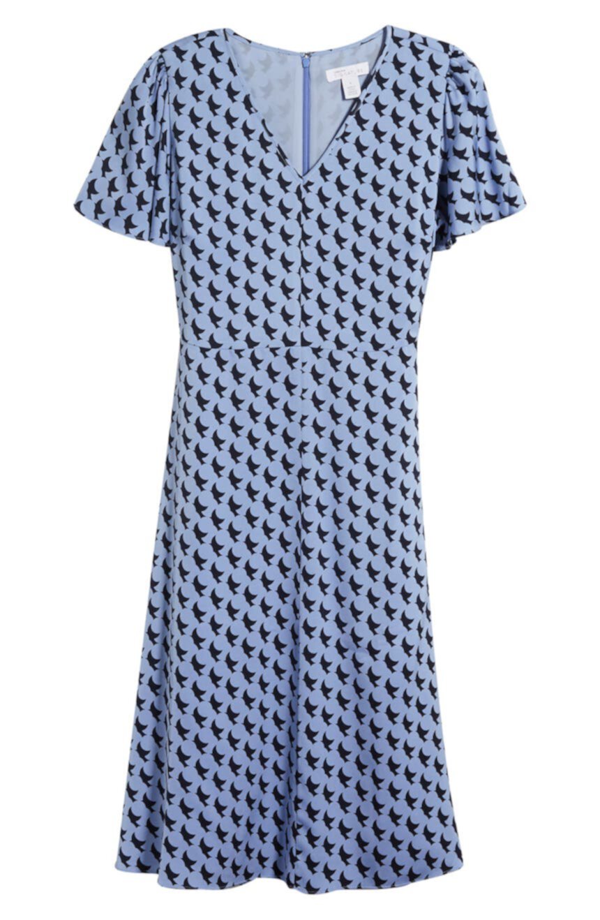 Платье из эластичного шелка с развевающимися рукавами Nordstrom Signature