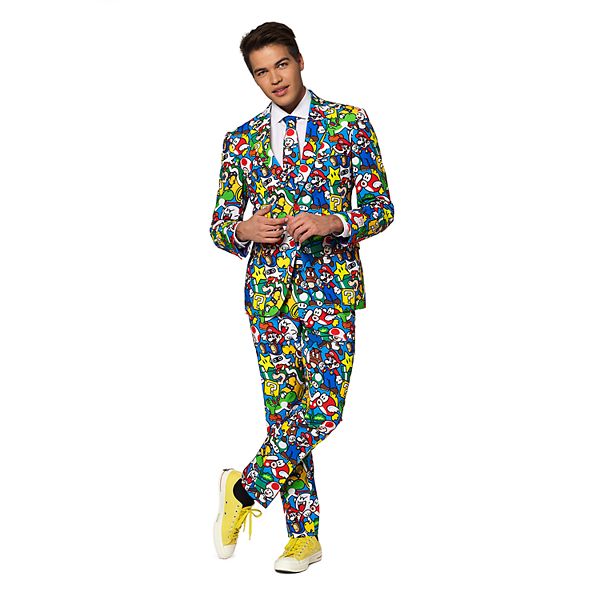 Мужской классический костюм и галстук-супергерой OppoSuits Slim-Fit в стиле Super Mario OppoSuits