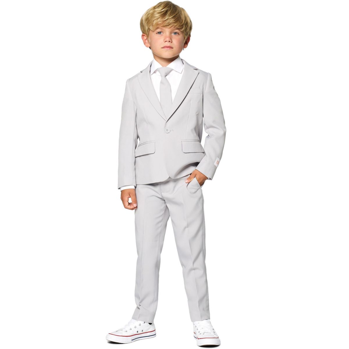 Классический серый однотонный костюм OppoSuits для мальчиков 2-8 лет OppoSuits