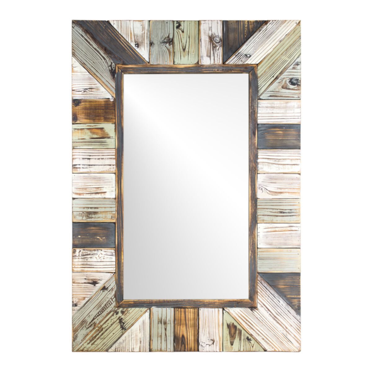 American Art Décor Rustic Wood Plank Farmhouse Rectangle Mirror American Art Décor