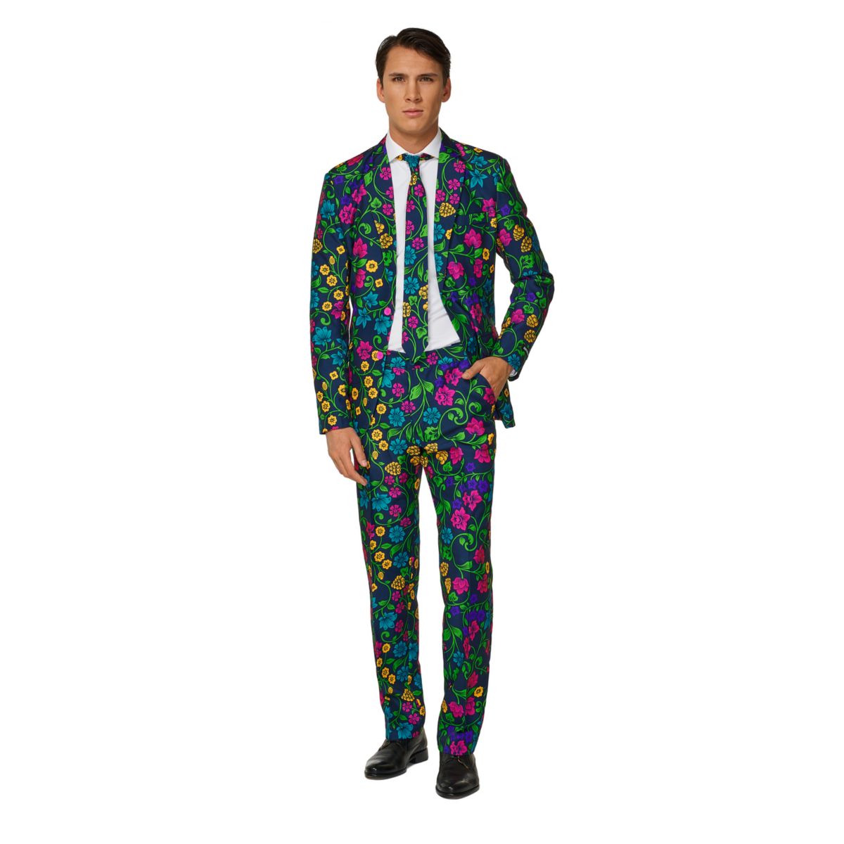 Мужской костюм Slim-Fit с цветочным рисунком и галстуком Suitmeister Suitmeister