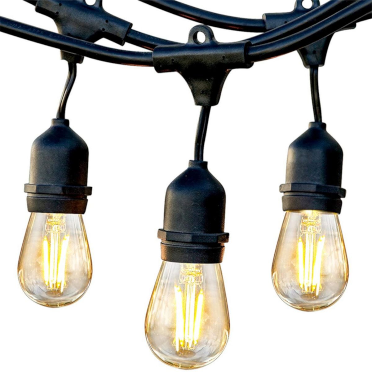 Brightech Ambience Pro Edison Черные светодиодные водонепроницаемые уличные струнные светильники, 48 футов. Brightech