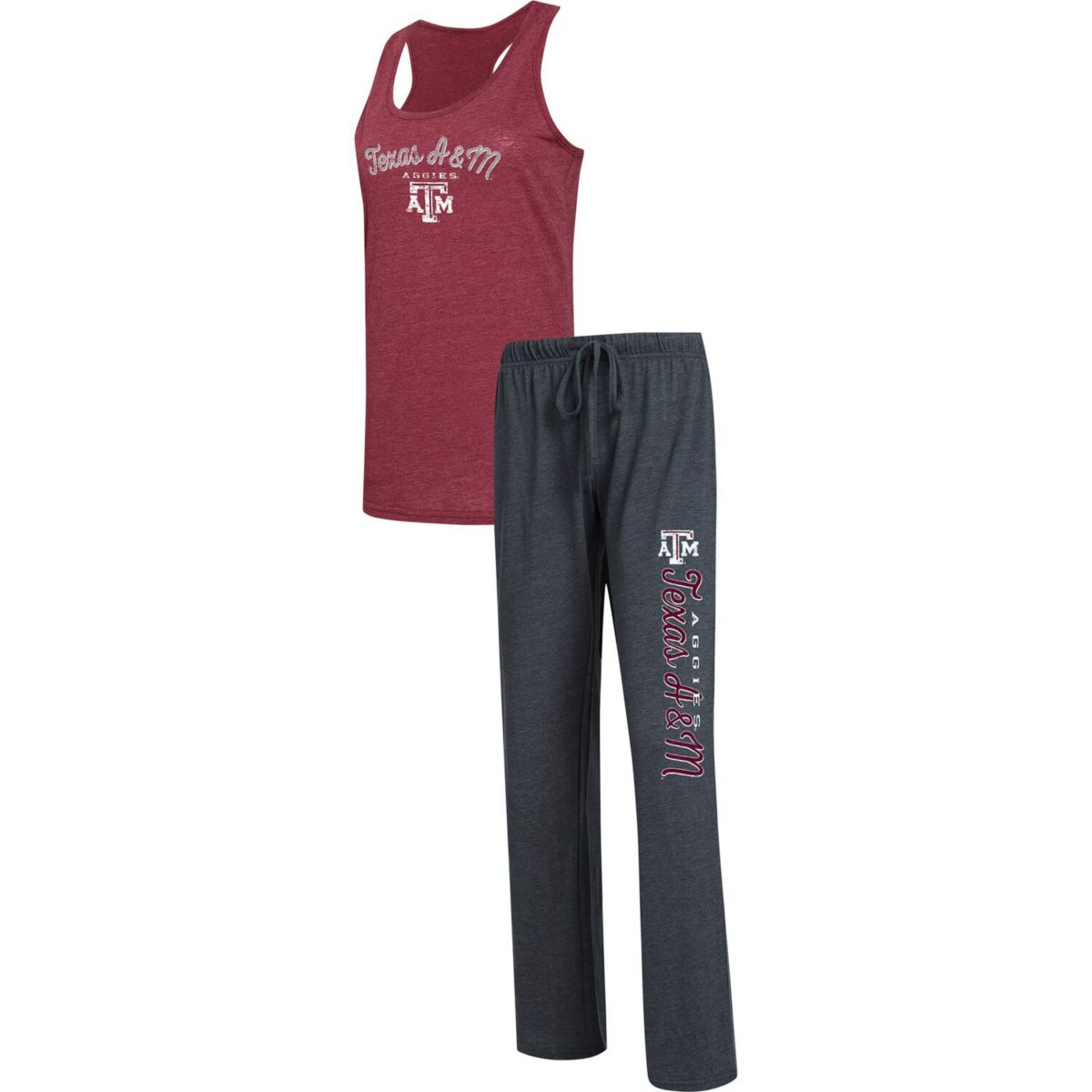Women's Texas A&M Aggies Concepts Sport Heathered Maroon/Charcoal Plus Size Essentials Topic Tank Top & Pants Sleep Set Unbranded