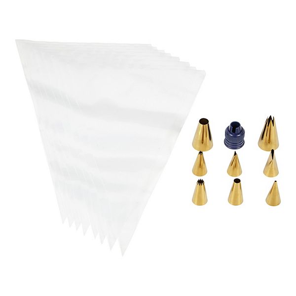 Wilton Navy 17-pc. Blue & Gold Piping Tips & Cake Decorating Supplies Set Wilton