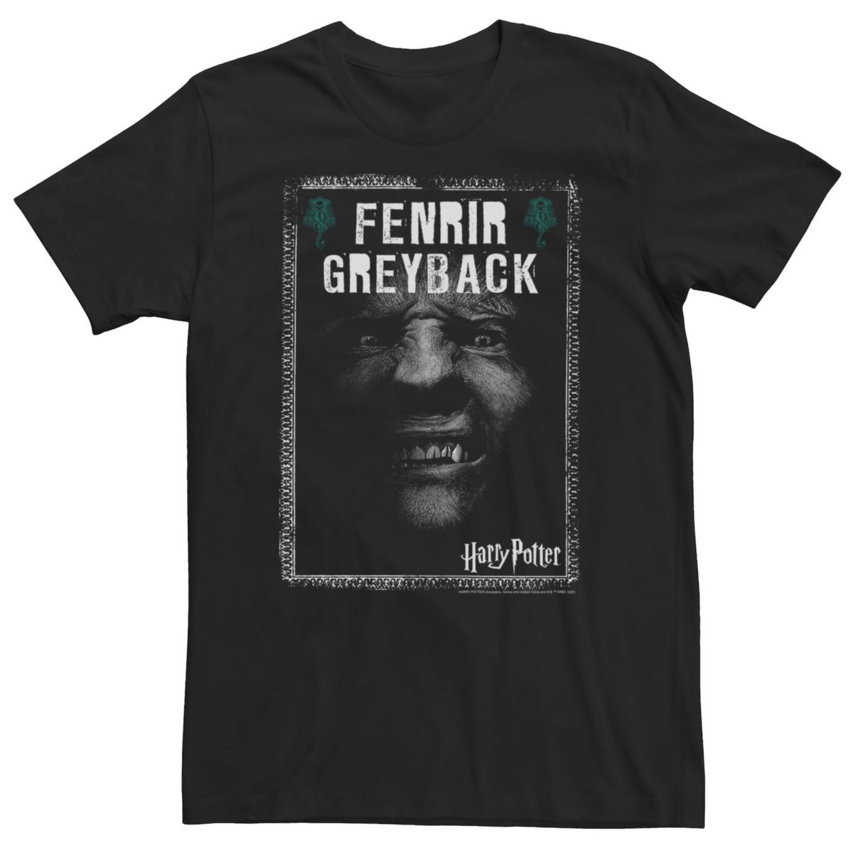Темная портретная футболка Big & Tall Harry Potter Fenrir Greyback Harry Potter
