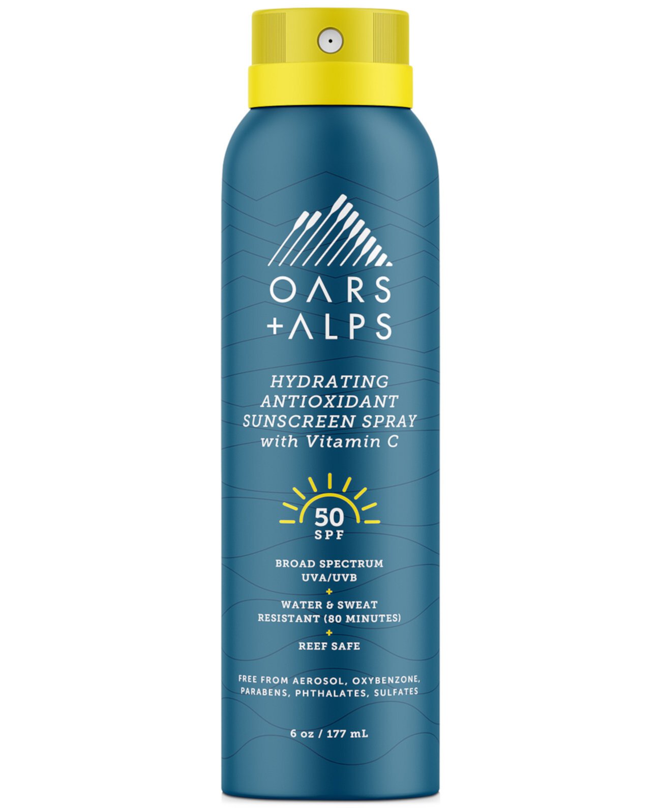 Увлажняющий антиоксидантный солнцезащитный спрей SPF 50, 6 унций. Oars + Alps