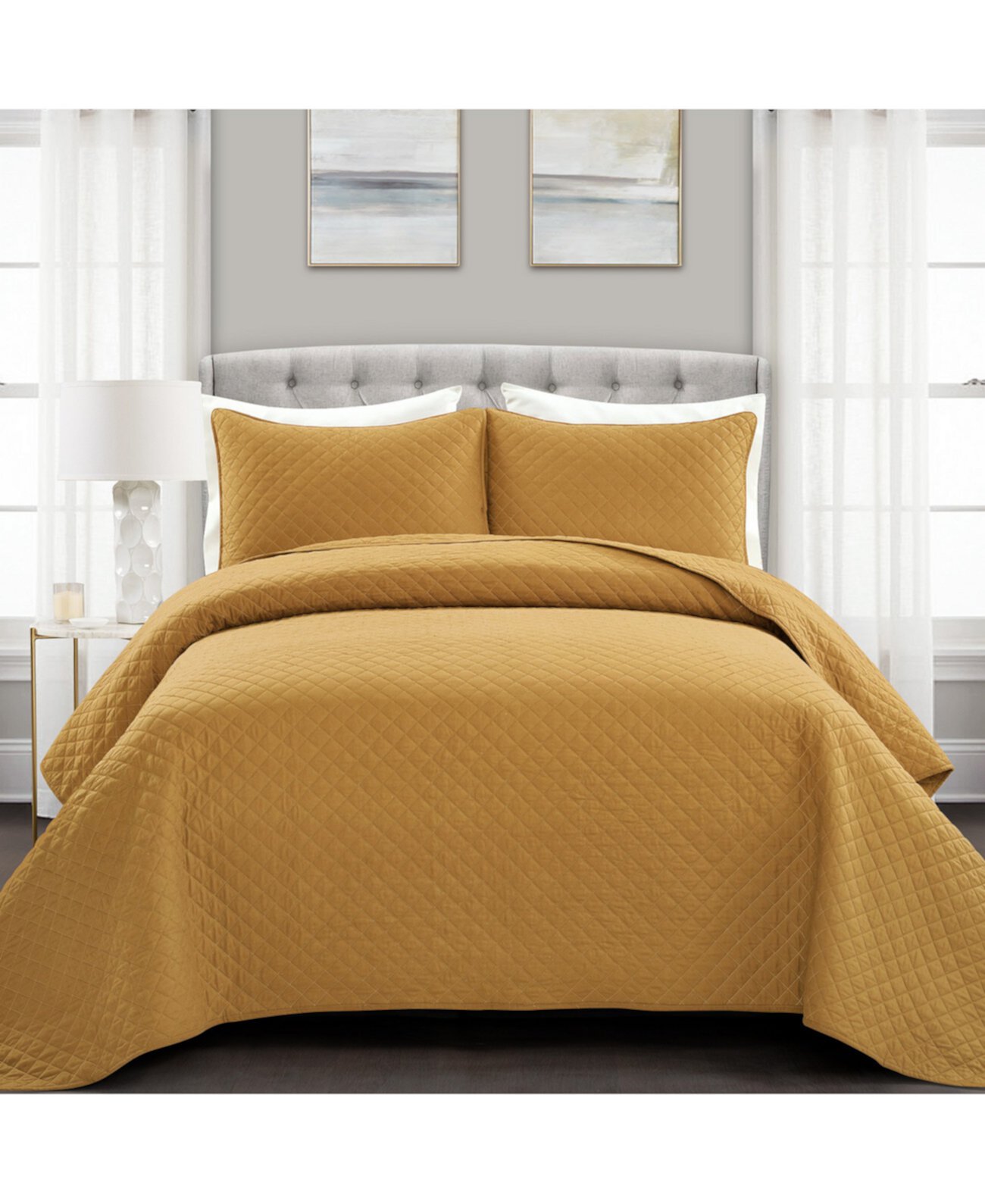 Комплект стеганого одеяла Ava Cotton из 3 предметов, King Lush Décor