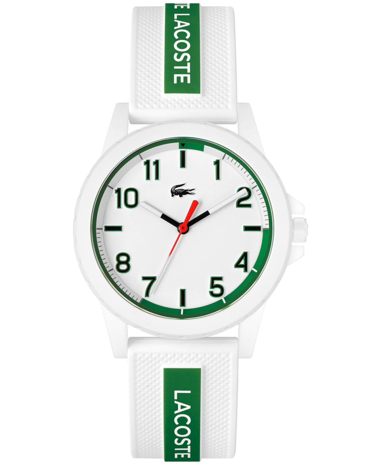 Часы Kids 'Rider с бело-зеленым силиконовым ремешком, 36 мм Lacoste