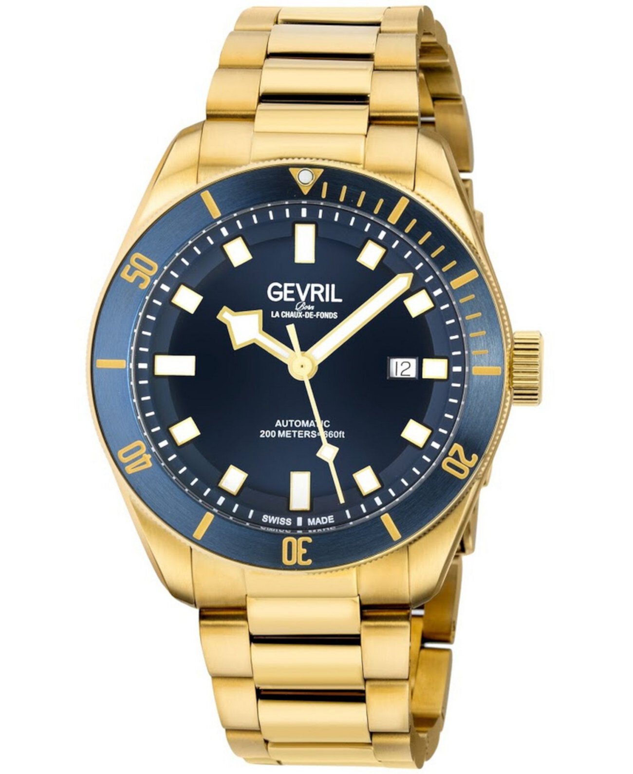 Мужские часы Yorkville Swiss с автоматическим ионным покрытием из нержавеющей стали с золотым браслетом, 43 мм Gevril