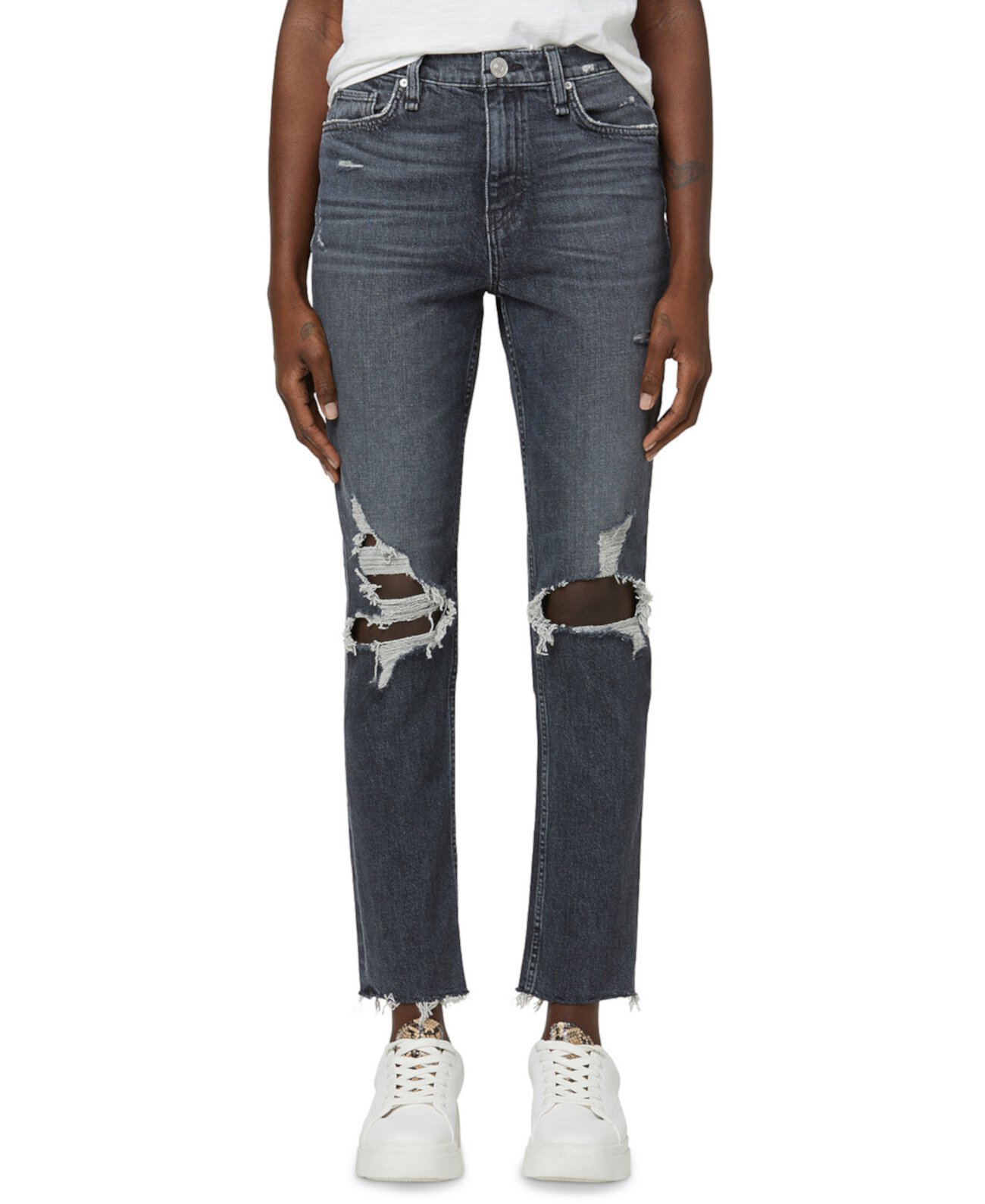 Рваные прямые джинсы Holly с высокой посадкой Hudson Jeans