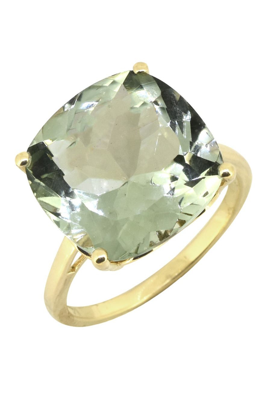 Массивное кольцо из стерлингового серебра с позолотой с зеленым аметистом Nitya