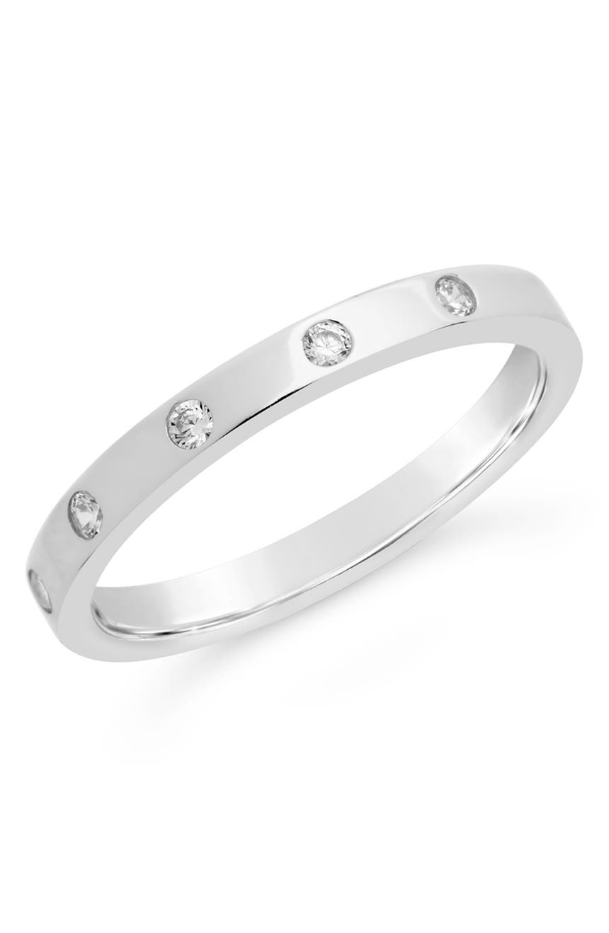 Стерлинговое серебро Тонкое классическое кольцо-браслет CZ Station Sterling Forever