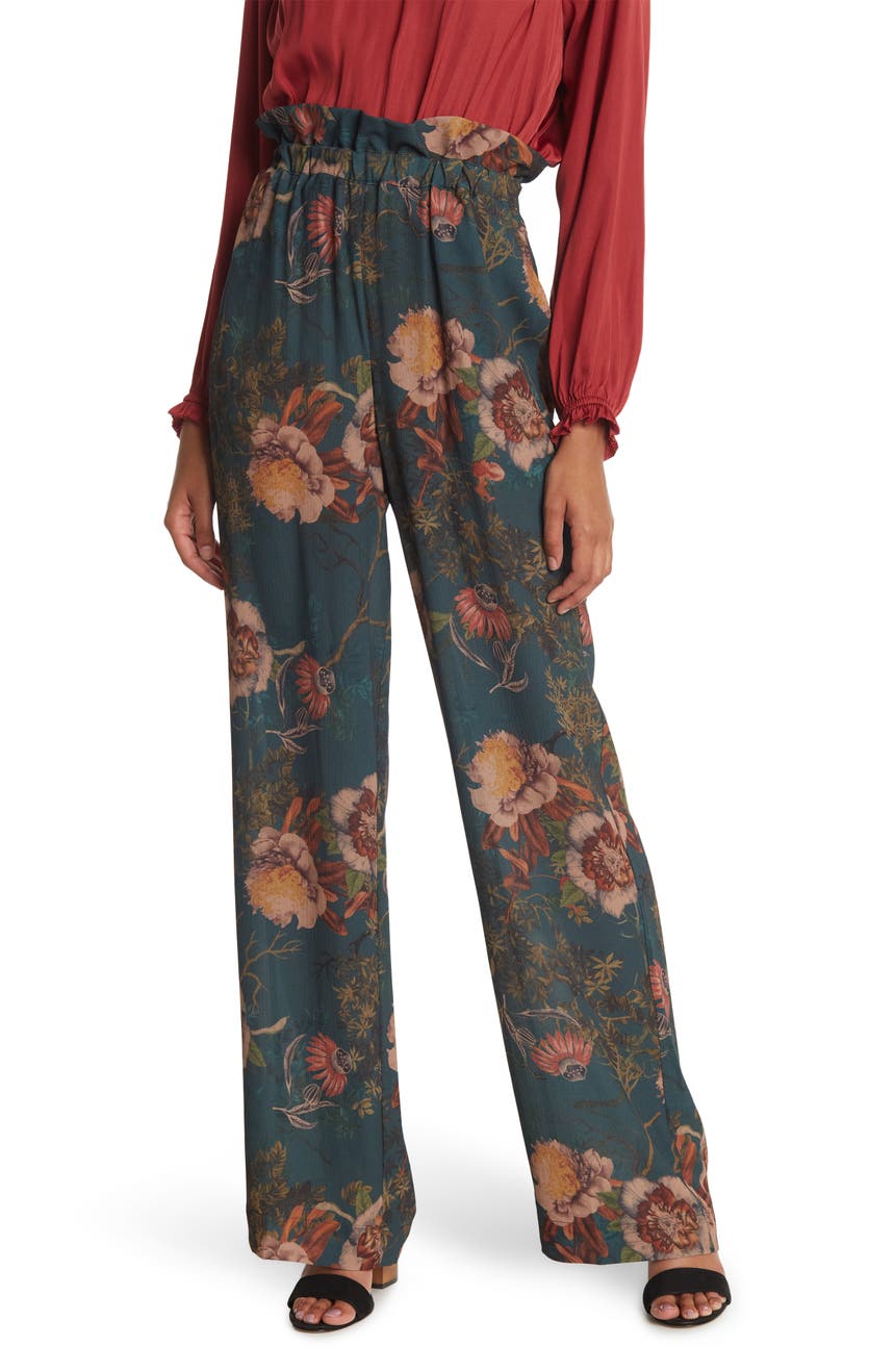 Широкие брюки с высокой талией и цветочным рисунком Haute Hippie