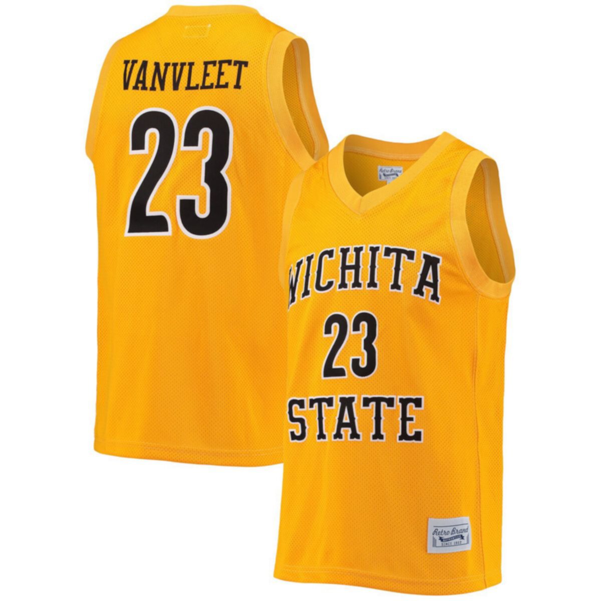 Мужская Футболка Original Retro Brand Fred VanVleet Золотая Wichita State Shockers Коммеморативная Классическая Баскетбольная Футболка Original Retro Brand