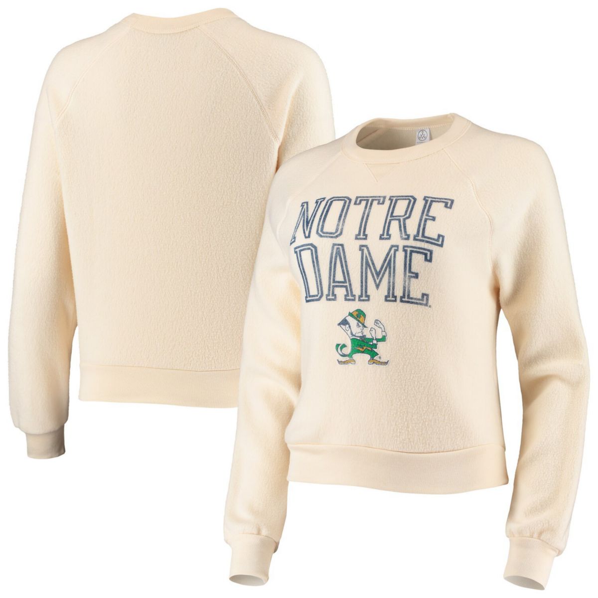 Кремовая женская альтернативная одежда Notre Dame Fighting Irish Eco-Teddy Baby Champ Tri-Blend Sweatshirt Unbranded