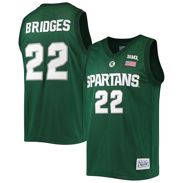 Оригинальная мужская классическая баскетбольная майка Miles Bridges Michigan State Spartans, зеленая Original Retro Brand