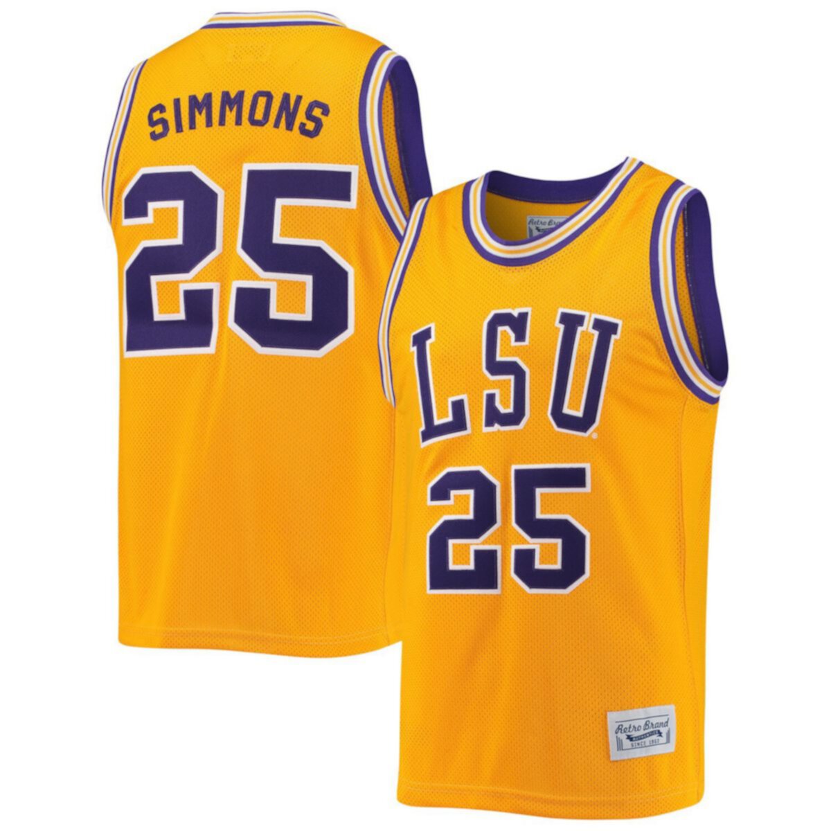 Мужская Футболка Original Retro Brand Ben Simmons Gold LSU Tigers Original Retro Brand