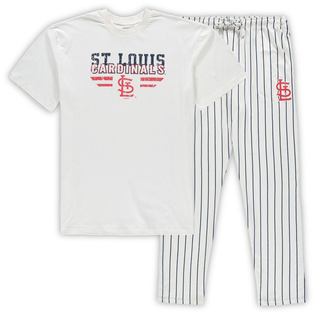 Мужская Пижама Concepts Sport Белая/Темно-синяя St. Louis Cardinals Big & Tall Pinstripe Unbranded