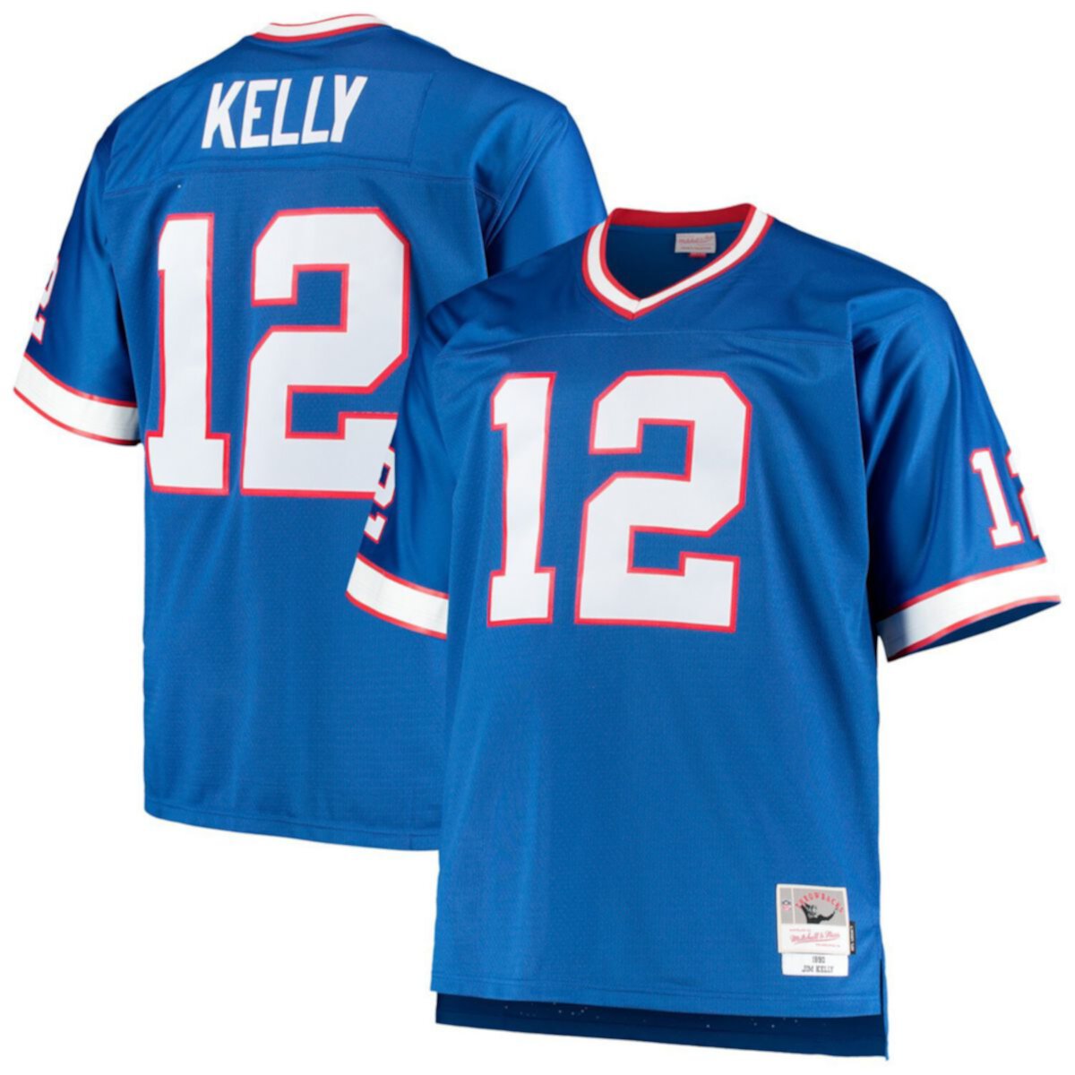 Мужская Футболка Mitchell & Ness Jim Kelly Royal Buffalo Bills Big & Tall 1990 Retired Player Replica Mitchell & Ness