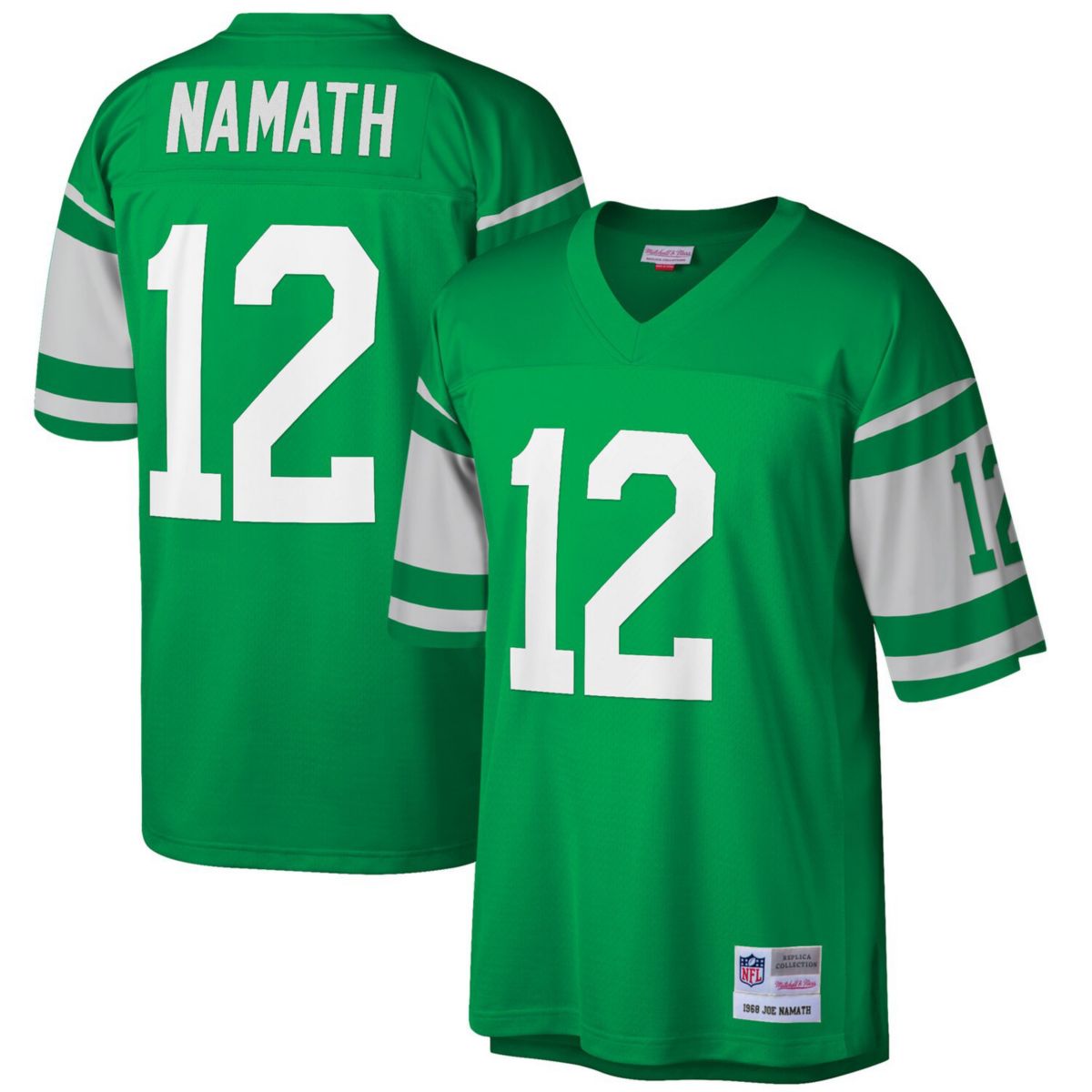 Мужская Футболка Mitchell & Ness Joe Namath Зелёная New York Jets 1968 Ретired Player Replica Jersey Mitchell & Ness