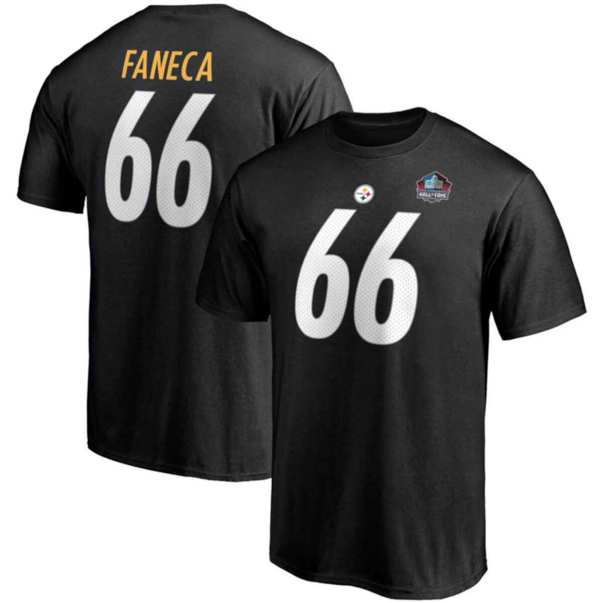 Мужская футболка Fanatics с брендом Alan Faneca, черная, «Питтсбург Стилерс», Зал славы НФЛ, класс 2021, имя и номер Fanatics