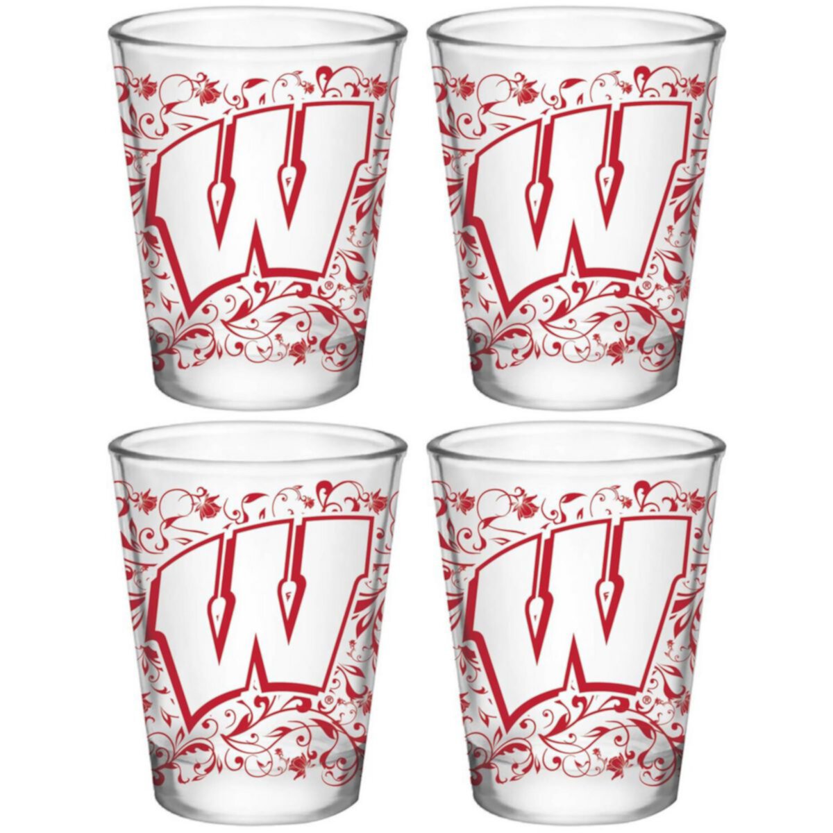 Wisconsin Badgers 4-Pack 1.5oz. Floral Shot Glass Set Unbranded