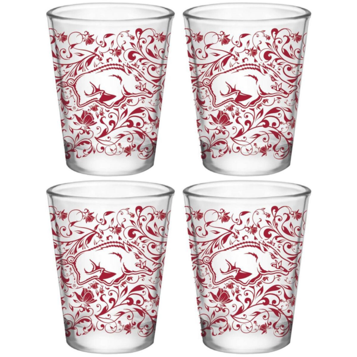 Arkansas Razorbacks 4-Pack 1.5oz. Floral Shot Glass Set Unbranded