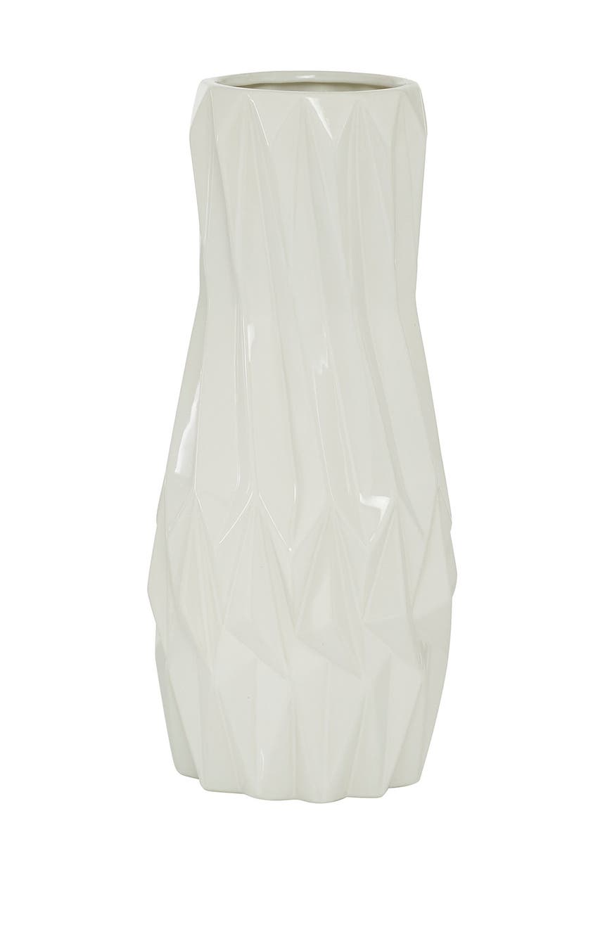 Белая керамическая современная ваза - 16 x 7 x 7 дюймов VIVIAN LUNE HOME