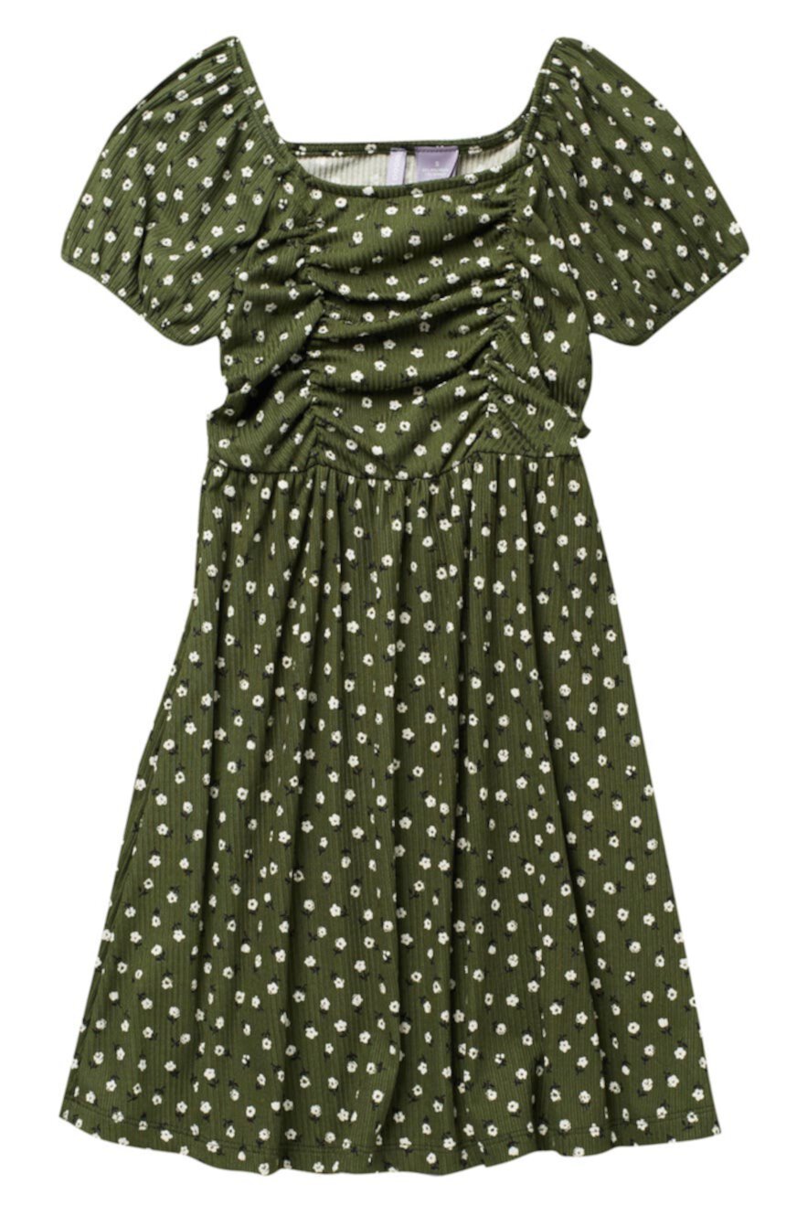 Платье со сборками и пышными рукавами с цветочным рисунком Good Luck Girl