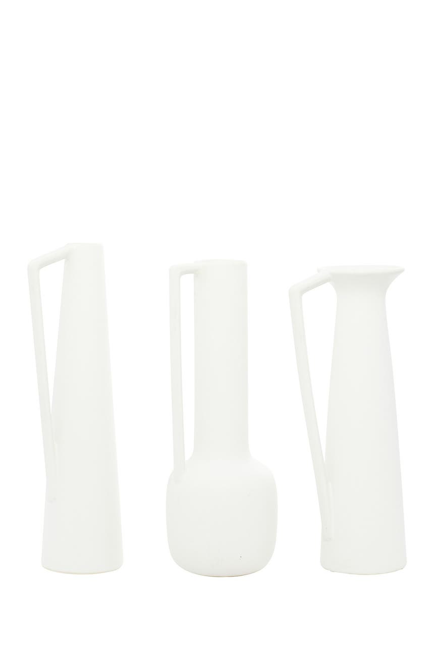 Белая керамическая современная ваза - 17 дюймов, 16 дюймов и 16 дюймов - набор из 3 шт. COSMO BY COSMOPOLITAN